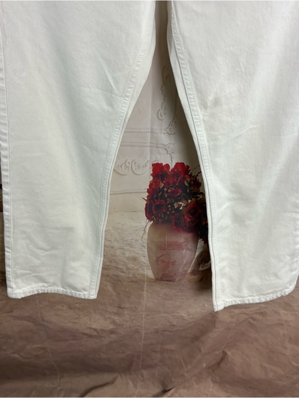 NEW Re/Done Cream High-Rise Easy straight Crop Jeans - Picture 4 of 11